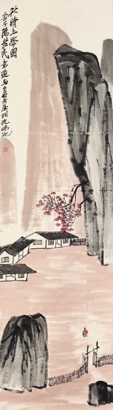 拍品编号 1355
齐白石(1863-1957) 《 秋晴上学图》
设色纸本 立轴
151 x 41.5 公分(59 1/2 x 16 3/8 吋)
港元 8,000,000-10,000,000