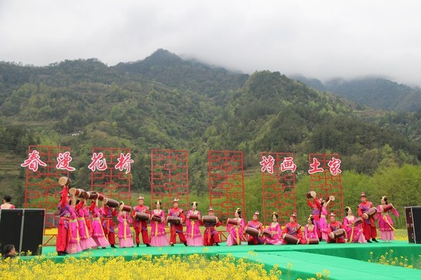 石柱村举办秭归首届“春满花桥、诗画土家”油菜花节.JPG
