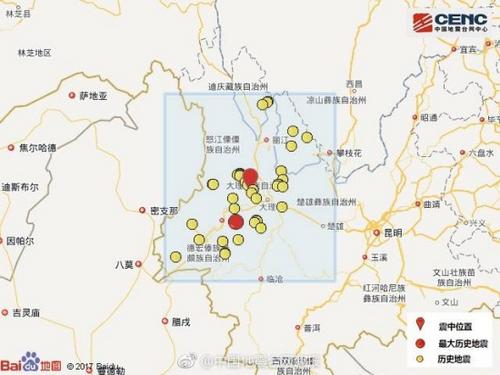 云南大理漾濞县连续发生2次4.7级以上地震